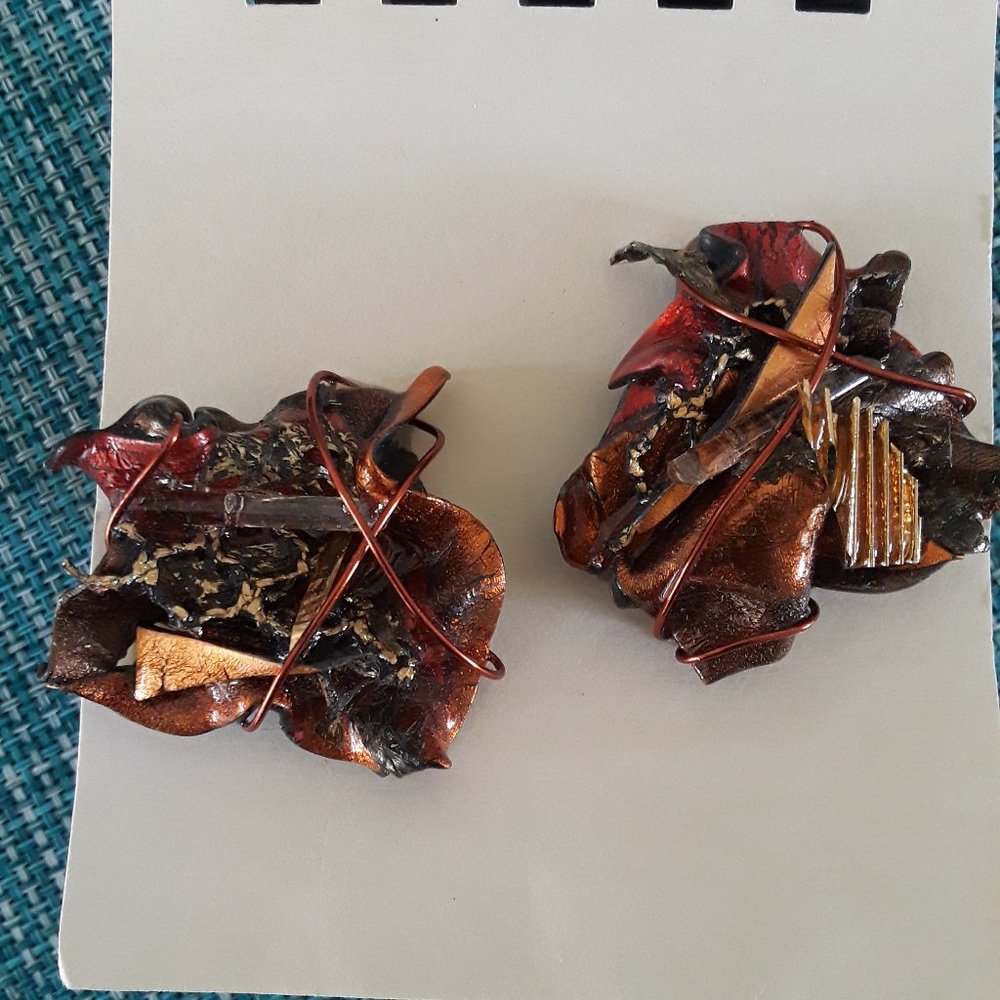 WOMENS UNIQUE 1980s COSTUME JEWELRY POST STUD EARRINGS REPURPOSED FOUND OBJECTS